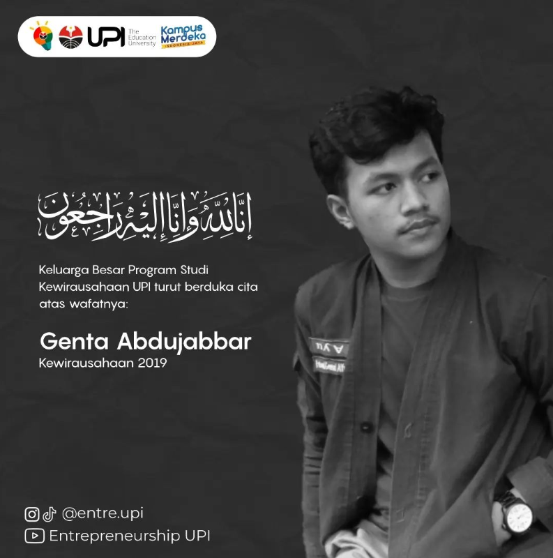 Mahasiswa Angkatan (2019) Program Studi S1 Kewirausahaan Kampus UPI Tasikmalaya Meninggal Dunia Mahasiswa Angkatan (2019) Program Studi S1 Kewirausahaan Kampus UPI Tasikmalaya Meninggal Dunia
