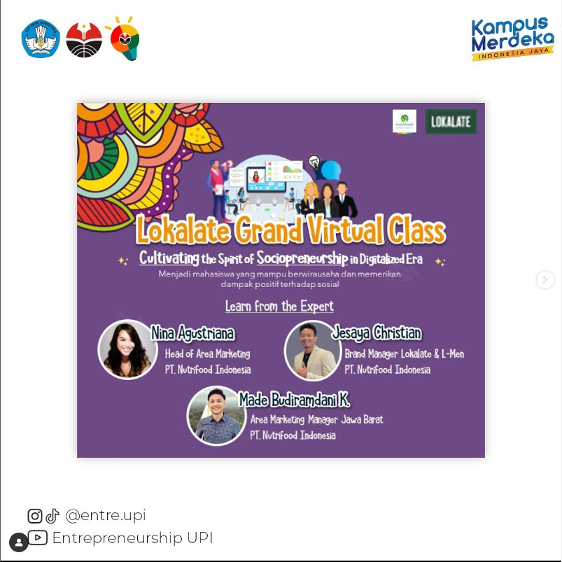 Nutrifood Indonesia Proudly Presents: Lokalate Grand Virtual Class yang berkolaborasi dengan Program Studi S1 Kewirausahaan Nutrifood Indonesia Proudly Presents: Lokalate Grand Virtual Class yang berkolaborasi dengan Program Studi S1 Kewirausahaan