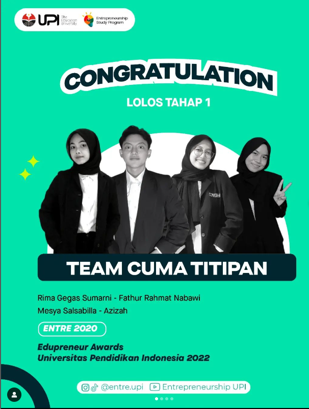 “Team Business Plan dari Program Studi S1 Kewirausahaan Kampus UPI Tasikmalaya telah Lolos dalam Seleksi Edupreneur Awards Universitas Pendidikan Indonesia Tahun 2022”
