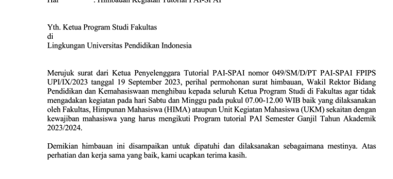 Himbauan Kegiatan Tutorial PAI-SPAI Himbauan Kegiatan Tutorial PAI-SPAI