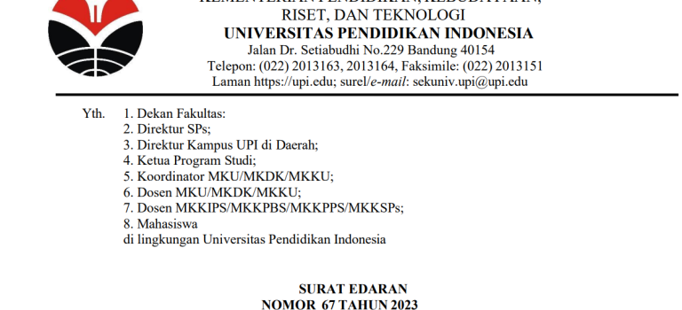 Perbaikan Atas Surat Edaran Wakil Rektor Bidang Akademik dan Kemahasiswaan Nomor 67 Tahun 2023 tentang Pelaksanaan Ujian Akhir Semester (UAS) dan Pemasukan Nilai Semester Ganjil Tahun Akademik 2023/2024 Perbaikan Atas Surat Edaran Wakil Rektor Bidang Akademik dan Kemahasiswaan Nomor 67 Tahun 2023 tentang Pelaksanaan Ujian Akhir Semester (UAS) dan Pemasukan Nilai Semester Ganjil Tahun Akademik 2023/2024